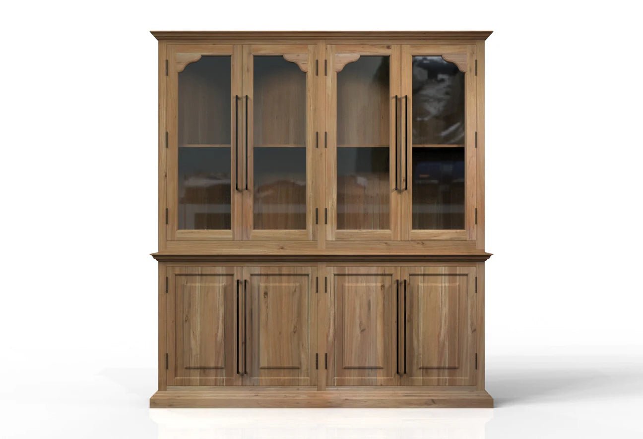 Bradshaw 80" 4 Door Cabinet & Hutch - Natural + Grey - The Furnishery