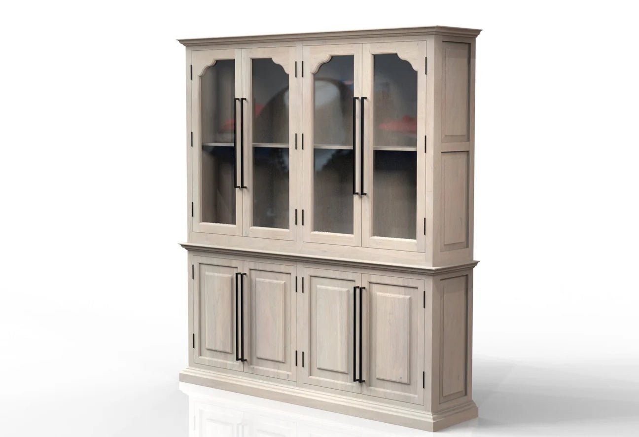 Bradshaw 80" 4 Door Cabinet & Hutch - New White Wash - The Furnishery