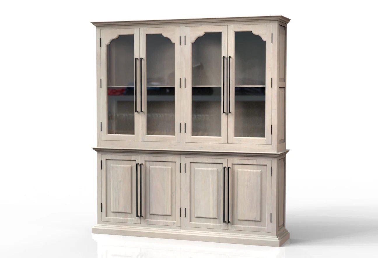 Bradshaw 80" 4 Door Cabinet & Hutch - New White Wash - The Furnishery