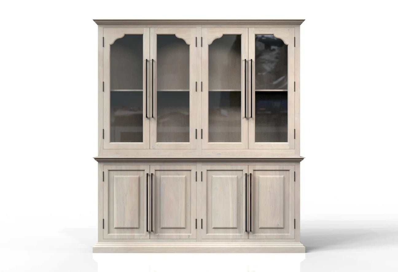 Bradshaw 80" 4 Door Cabinet & Hutch - New White Wash - The Furnishery