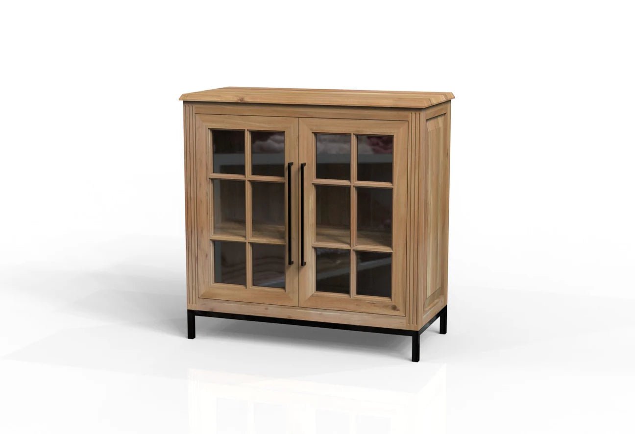 Cantwell 40" 2 Door Short Cabinet - Natural + Grey - The Furnishery