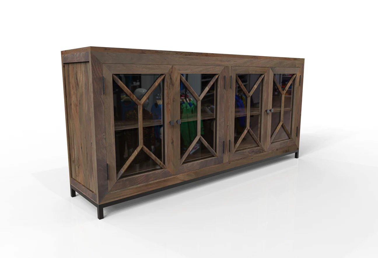 Corey 82" 4 Door Sideboard - Natural + Smoke - The Furnishery