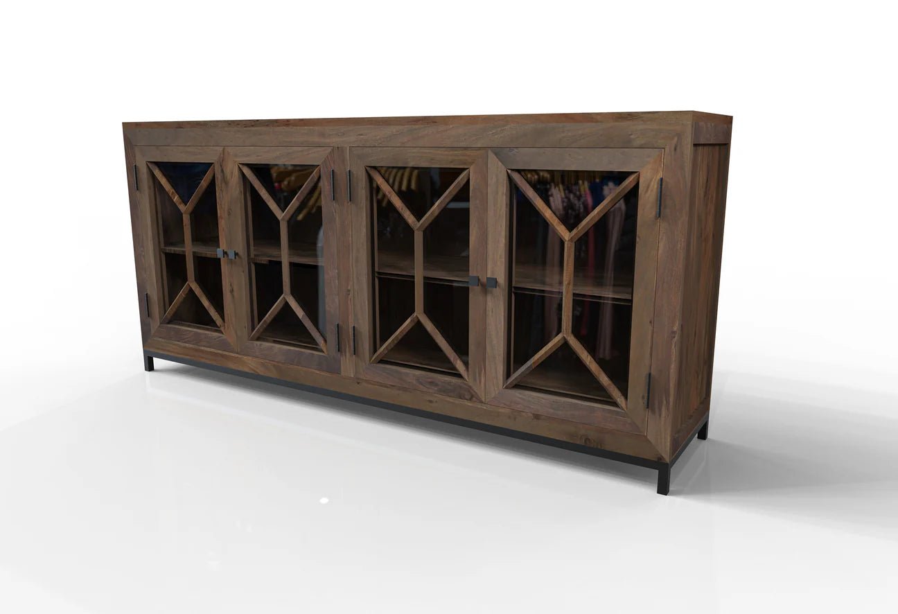 Corey 82" 4 Door Sideboard - Natural + Smoke - The Furnishery