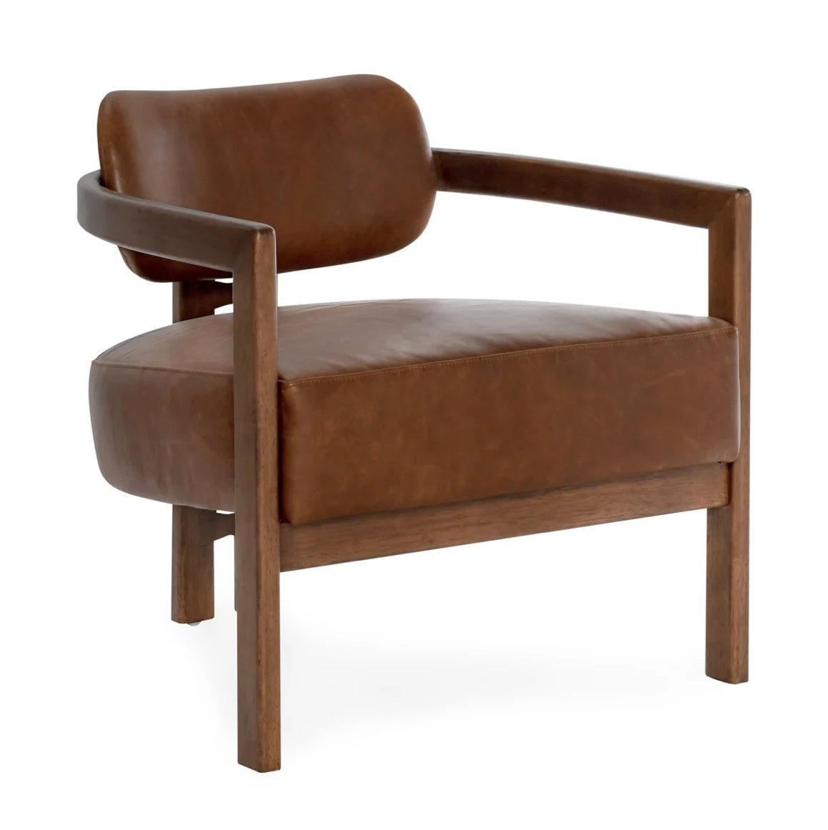 Elsie Leather Accent Chair Kona Brown - The Furnishery