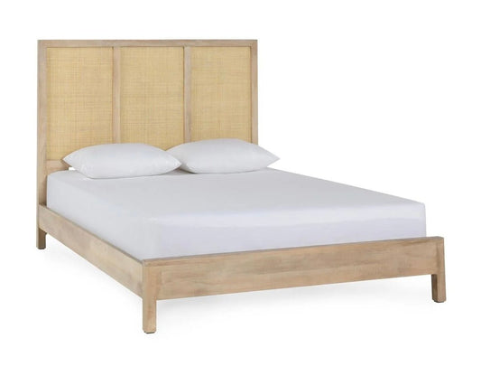 Jensen Rattan Natural Wood Platform Bed - The Furnishery