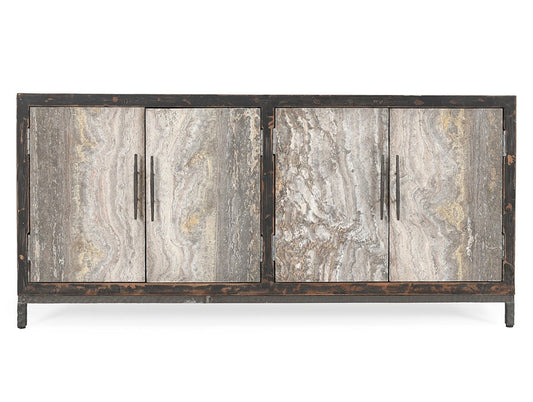 Lisbon Reclaimed Pine 4Dr 76” Cabinet - The Furnishery