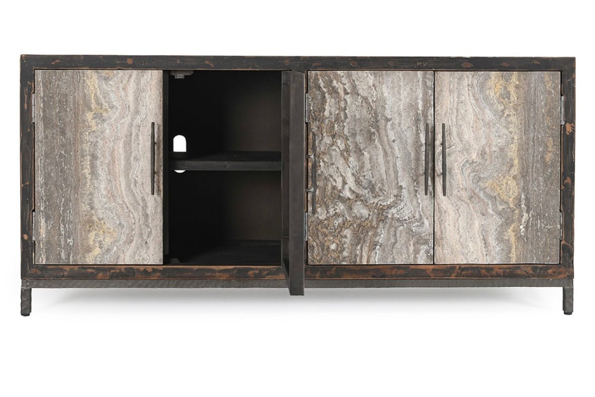 Lisbon Reclaimed Pine 4Dr 76” Cabinet - The Furnishery