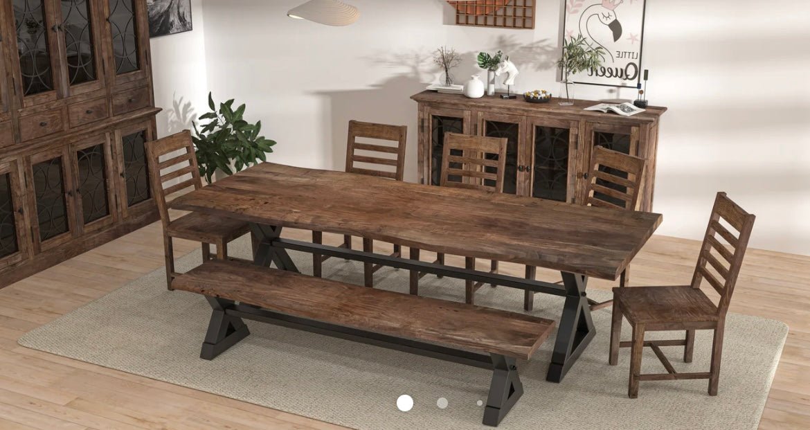 Malcolm Acacia 108" Live Edge Dining Table - Natural + Smoke - The Furnishery