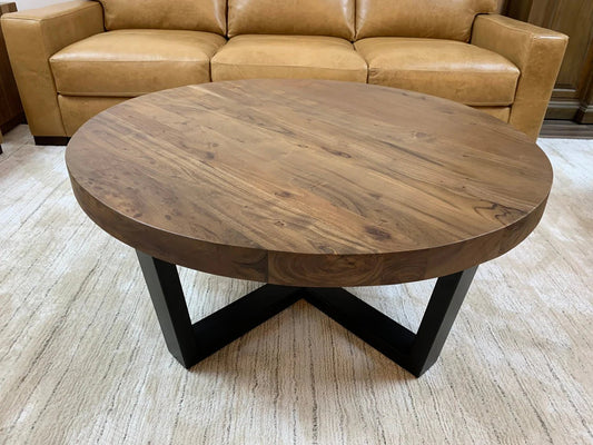 Malcolm Acacia 40" Round Coffee Table - Natural - The Furnishery