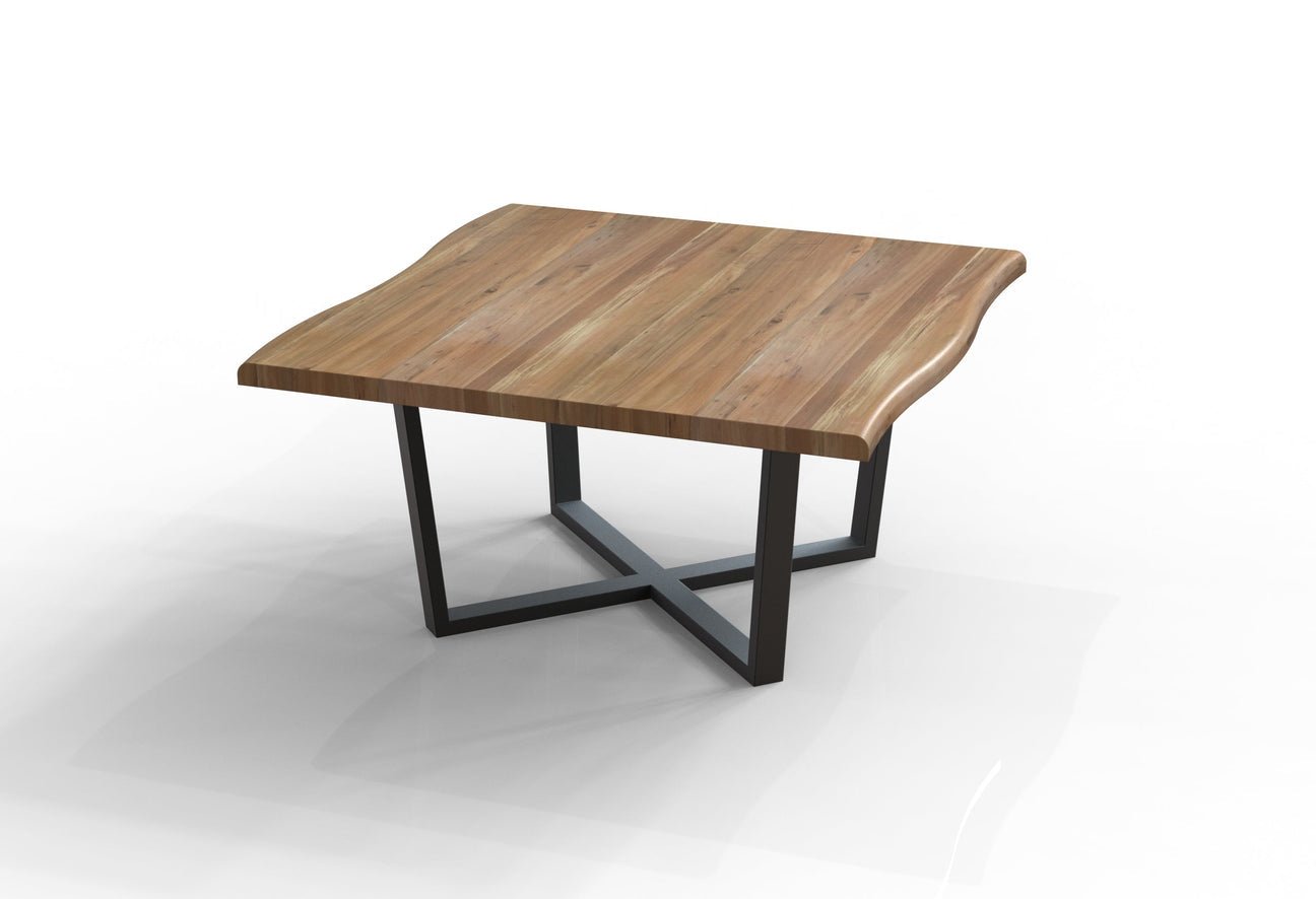 Malcolm Acacia 60” Live Edge Square Dining Table - Natural + Gray - The Furnishery