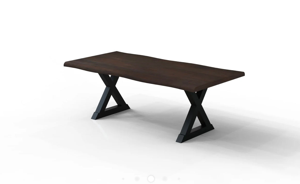 Malcolm Acacia 84" Live Edge Dining Table - Natural + Black - The Furnishery