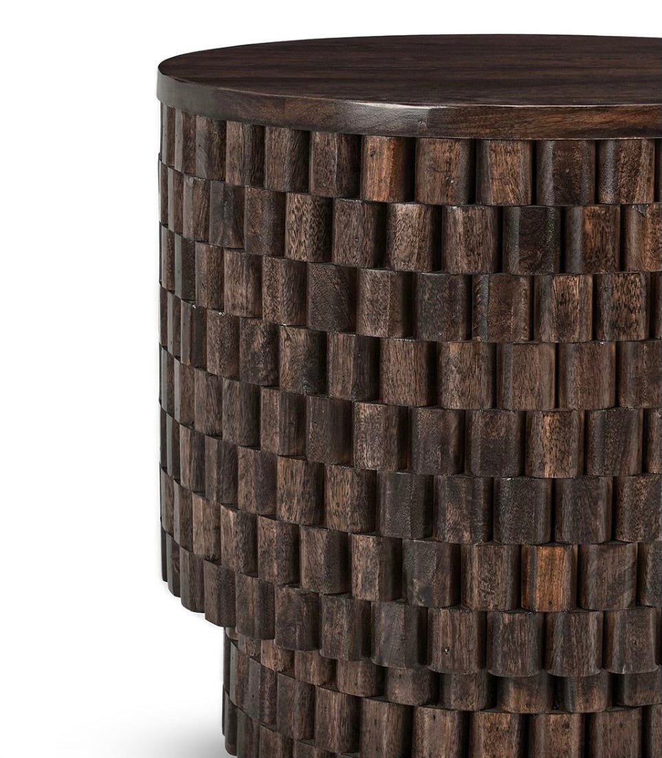 Norwood Mango Wood 25” End Table - Bark - The Furnishery