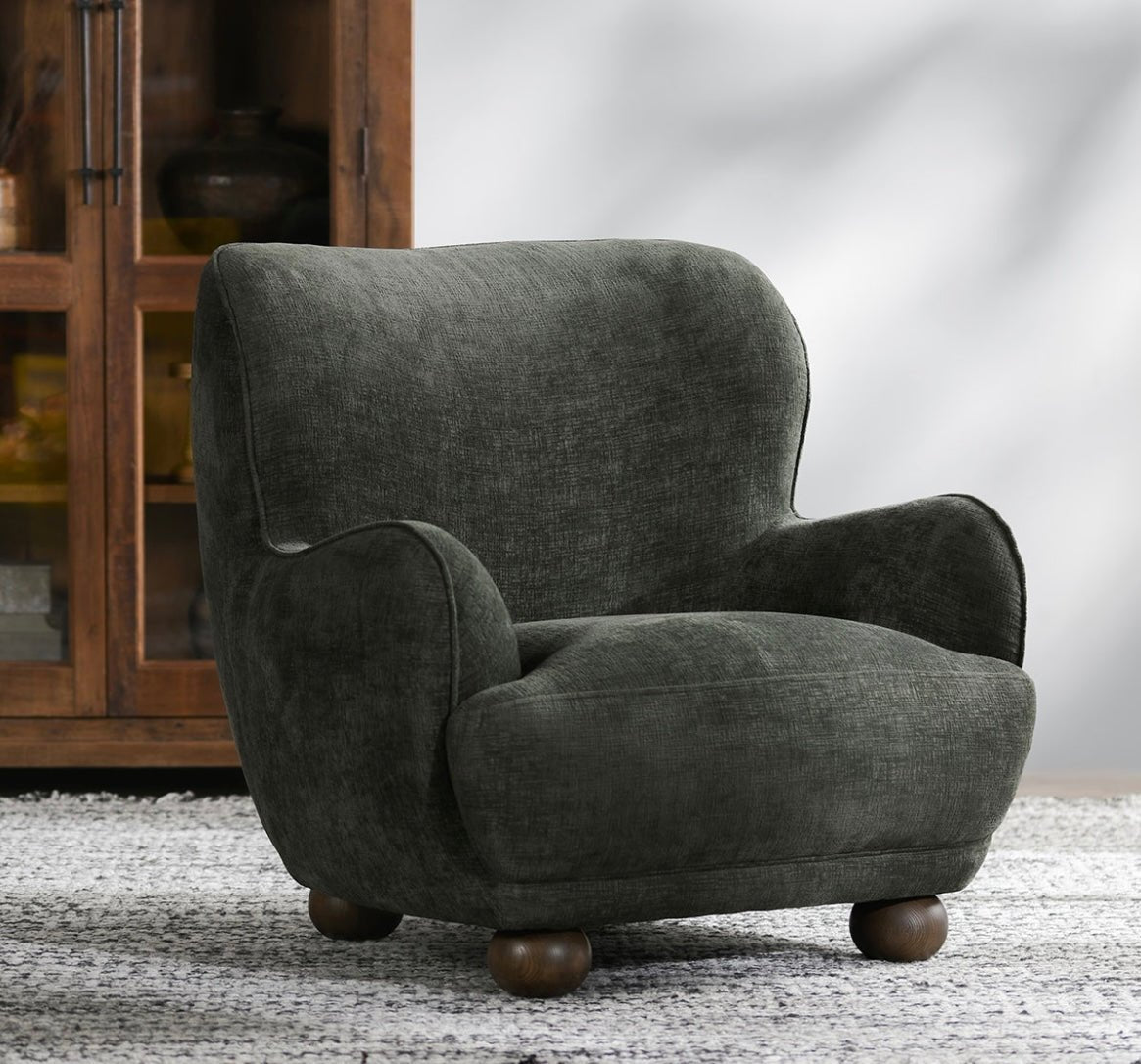 Penelope Upholstered Accent Chair - Forest Green - The Furnishery