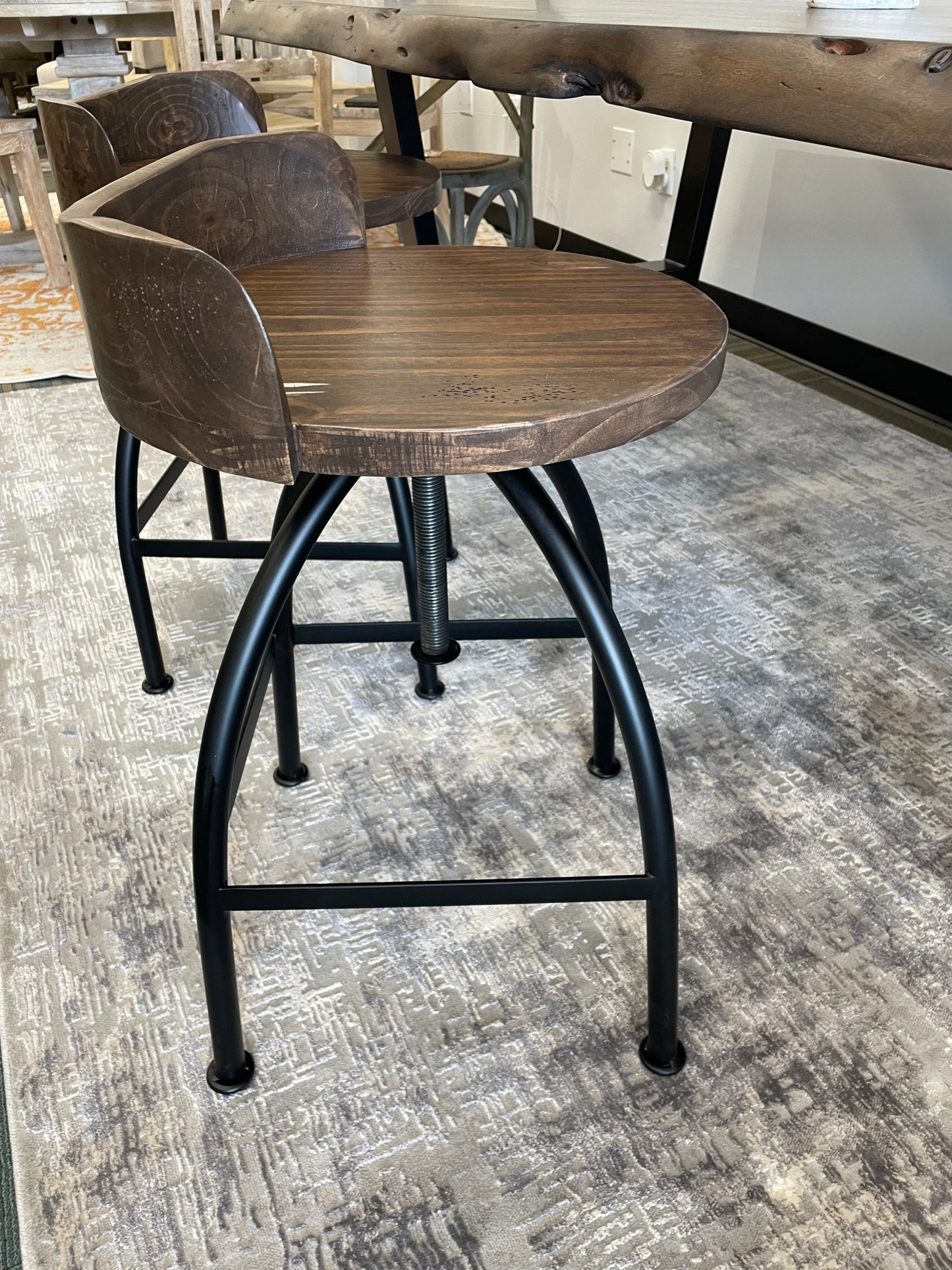 Pueblo - Wooden Adjustable Stool - The Furnishery