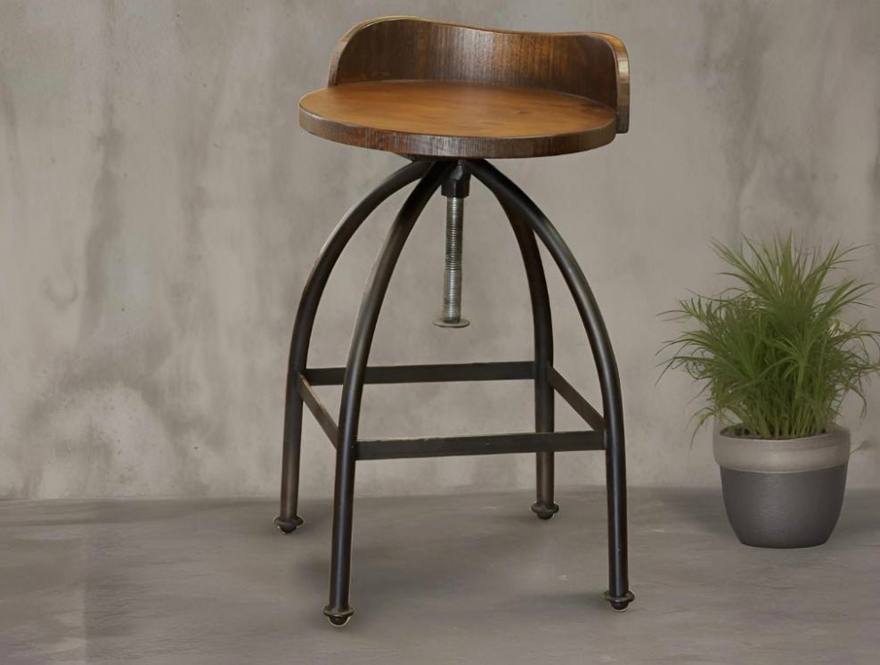 Pueblo - Wooden Adjustable Stool - The Furnishery