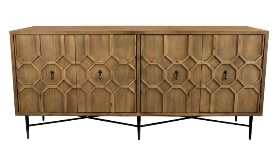 Saddle 71” 4-Door Sideboard in Natural Finish - Recycled Pine - The Furnishery