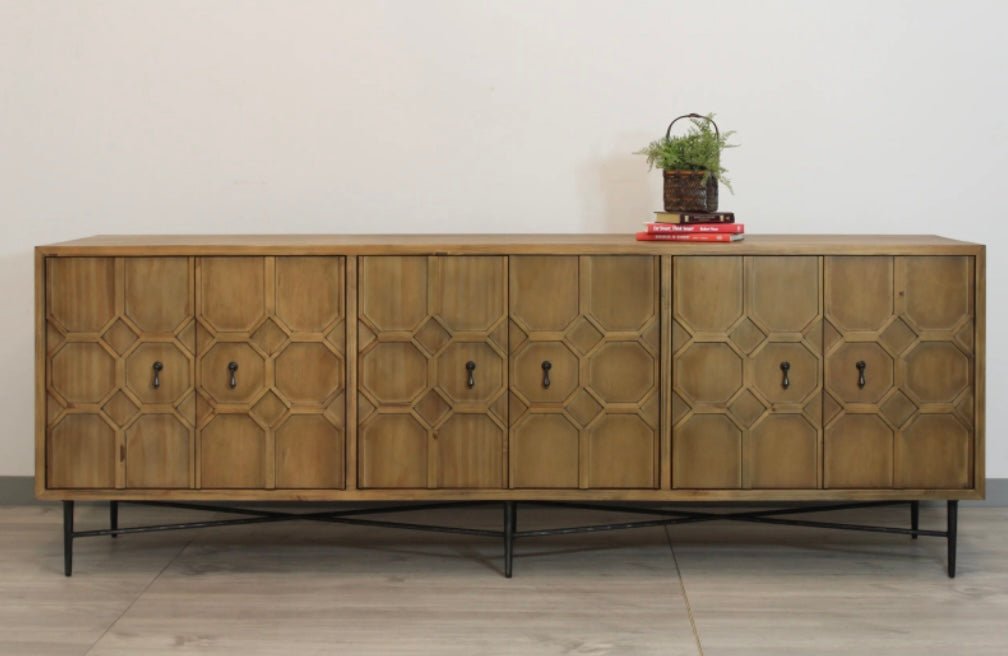Saddle 94" 6-Door Sideboard in Natural Finish - Recycled Pine - The Furnishery