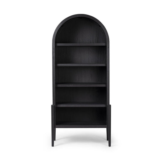 Tolle Bookcase - Drifted Matte Black with Black Shelves - The Furnishery