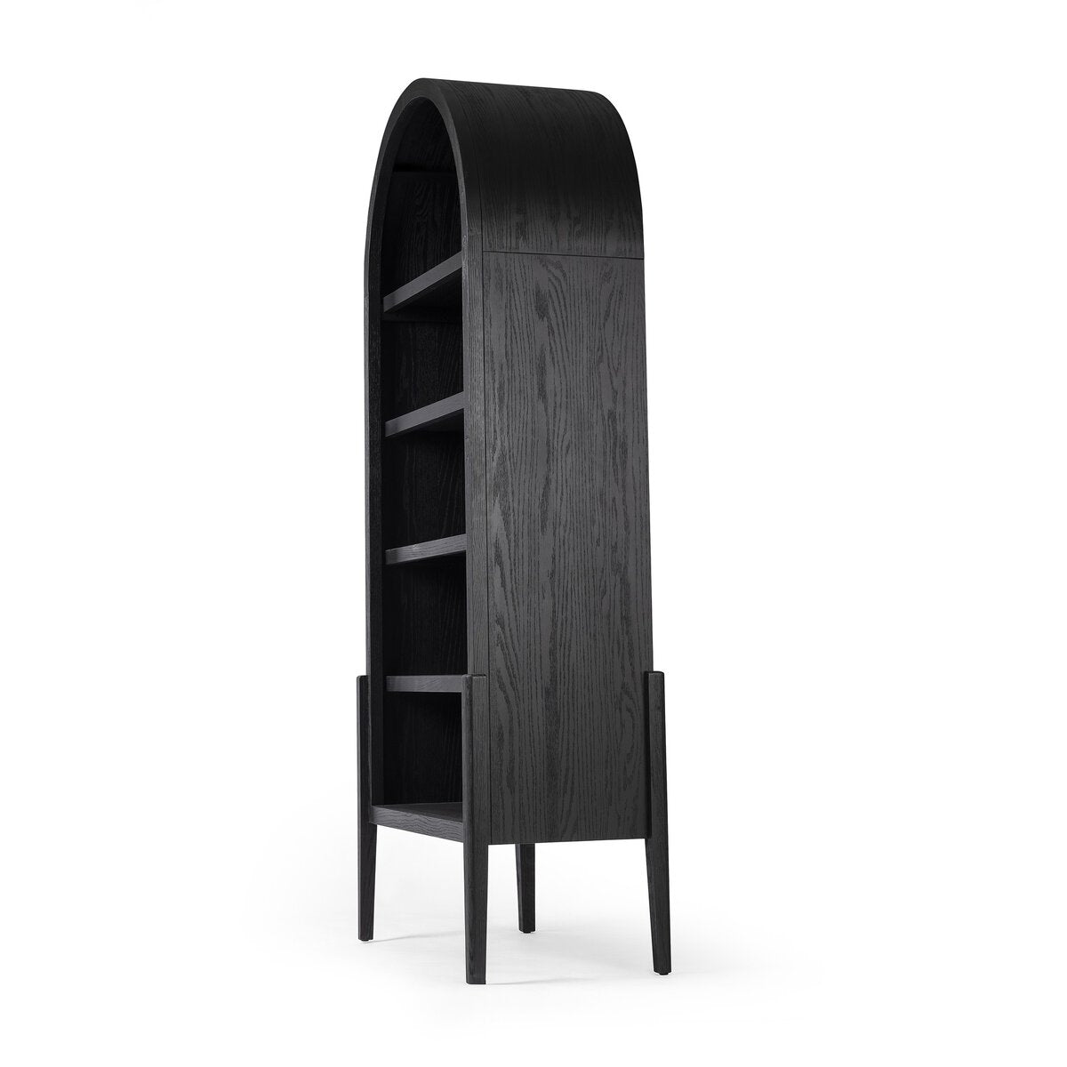 Tolle Bookcase - Drifted Matte Black with Black Shelves - The Furnishery