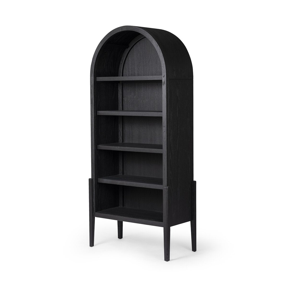 Tolle Bookcase - Drifted Matte Black with Black Shelves - The Furnishery