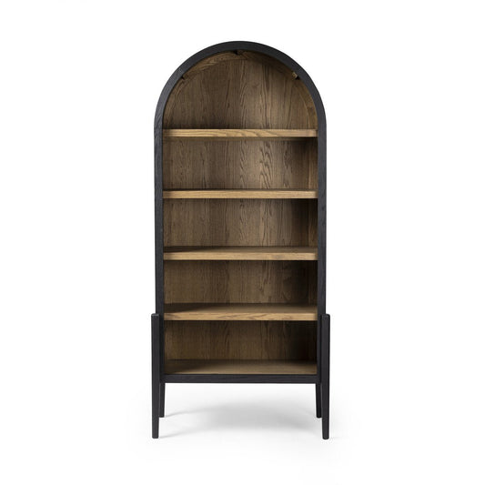 Tolle Bookcase - Drifted Matte Black with Oak Shelves - The Furnishery