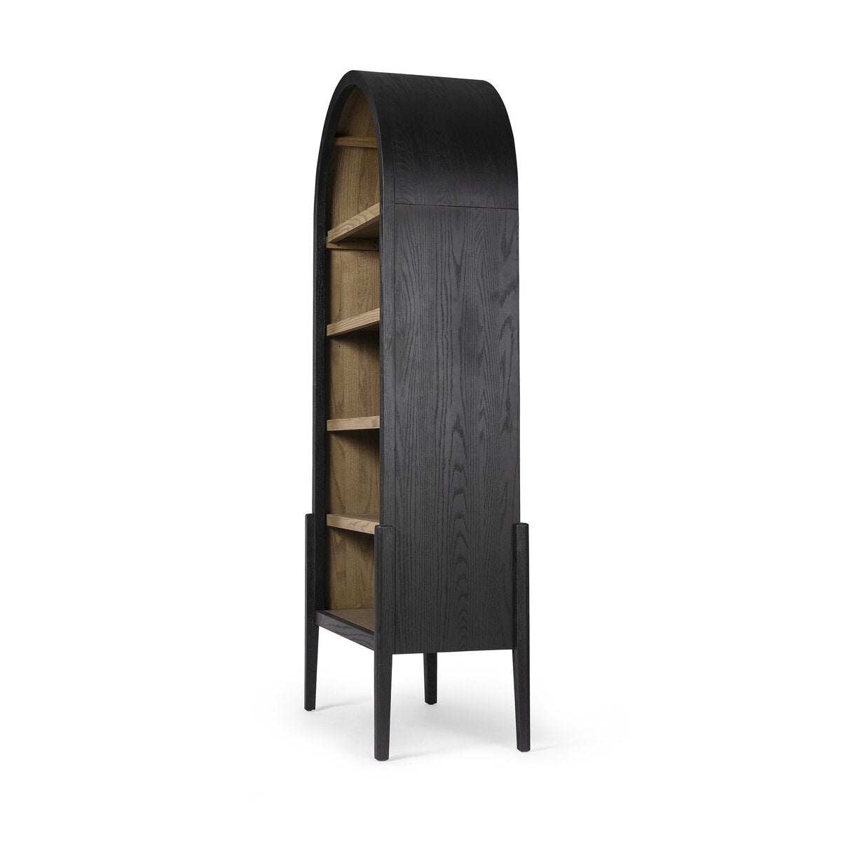 Tolle Bookcase - Drifted Matte Black with Oak Shelves - The Furnishery