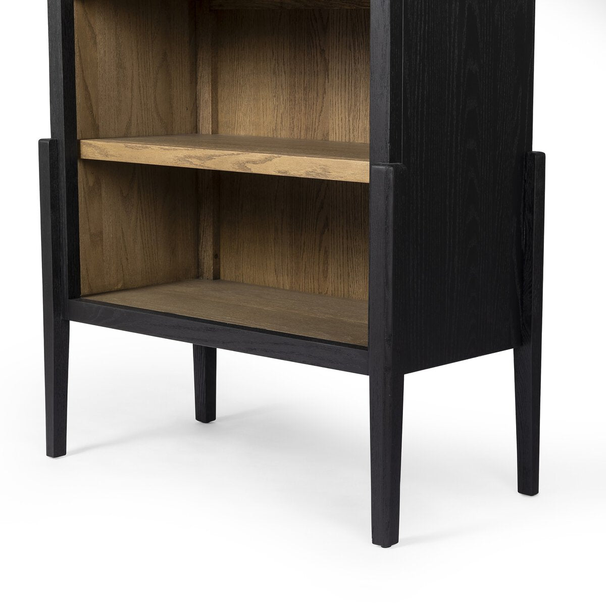 Tolle Bookcase - Drifted Matte Black with Oak Shelves - The Furnishery