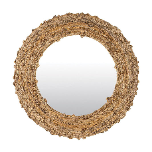 35" Knotted Natural Thread Round Mirror - The Furnishery