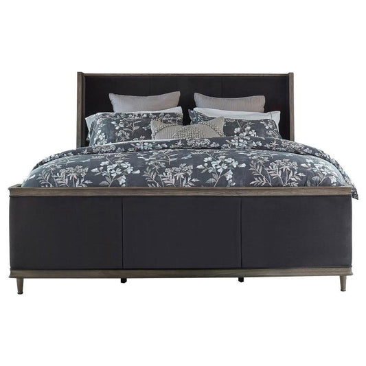 Alder Upholstered Panel Bed Charcoal Grey - The Furnishery