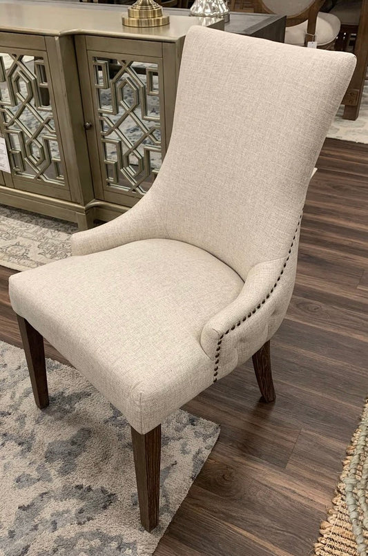 Amber Tufted Dining Chair - Almond + Driftwood - The Furnishery