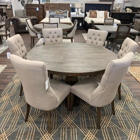 Augusta 60” Round Dining Table - Distress Natural - The Furnishery