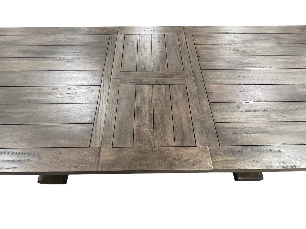 Augusta 96” - 120” Extension Dining Table - Distressed Natural - The Furnishery