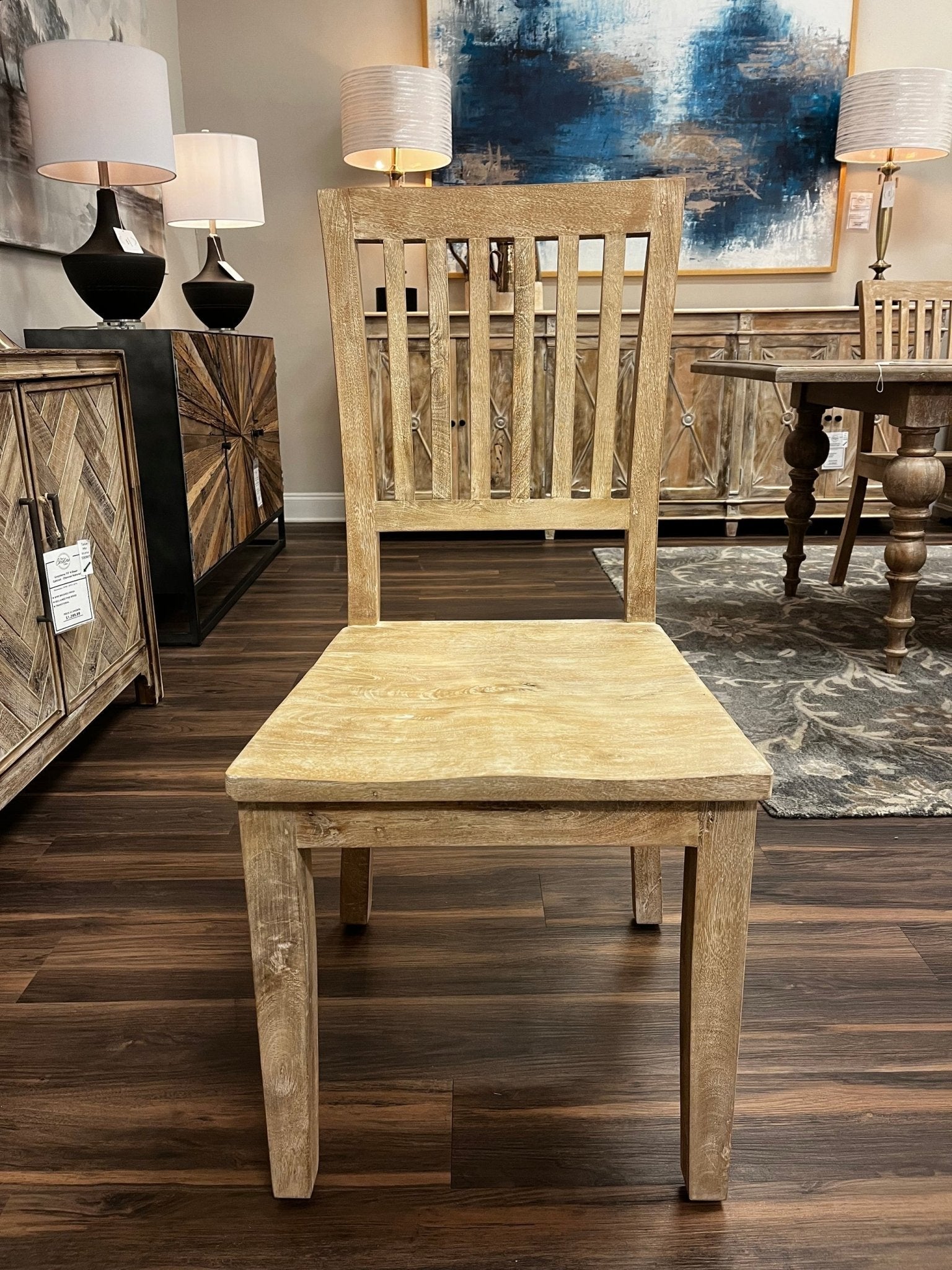Augusta Slat Back Dining Chair - Distressed Natural - The Furnishery