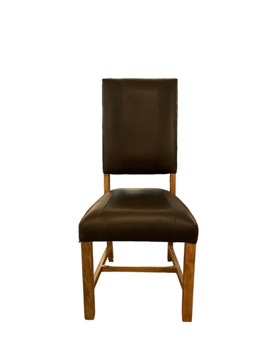 Blake Top Grain Leather Dining Chair - Chocolate Leather + Ash - The Furnishery