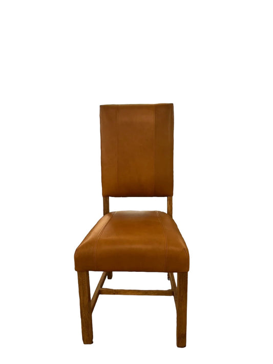 Blake Top Grain Leather Dining Chair - Tobacco + Ash - The Furnishery