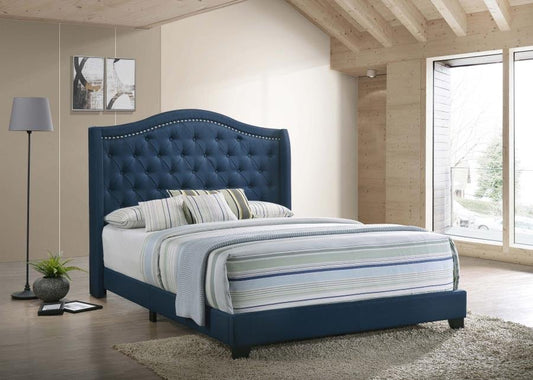 Churchill Tufted Upholstered Bed - Blue - The Furnishery
