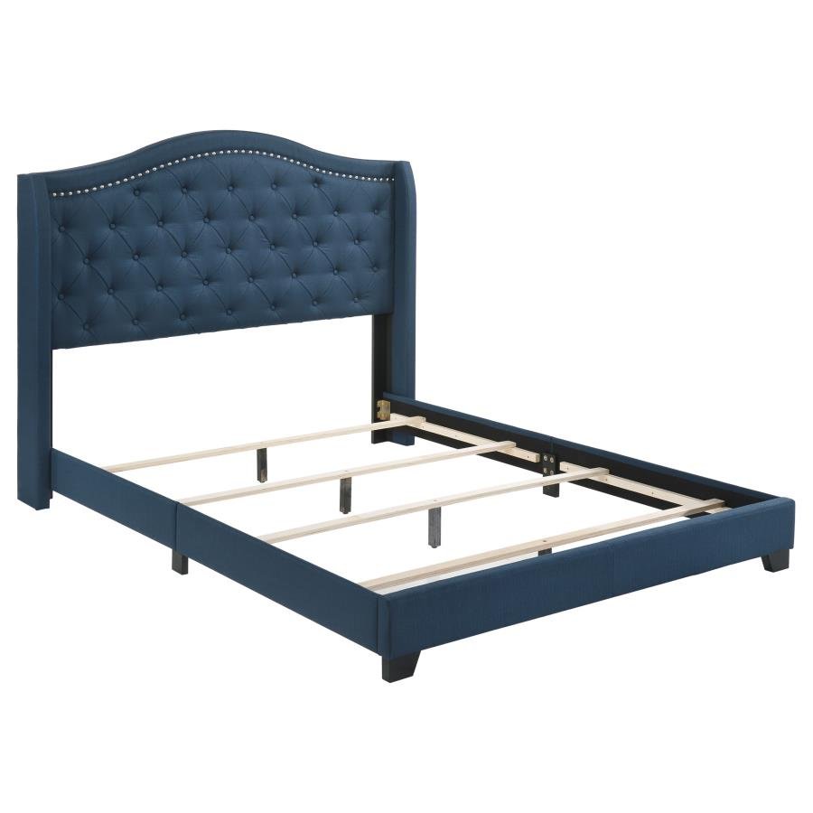 Churchill Tufted Upholstered Bed - Blue - The Furnishery