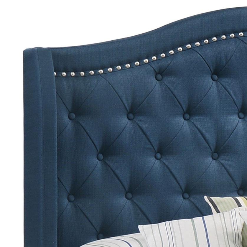 Churchill Tufted Upholstered Bed - Blue - The Furnishery