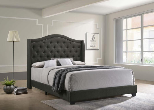 Churchill Tufted Upholstered Bed - Dark Grey - The Furnishery
