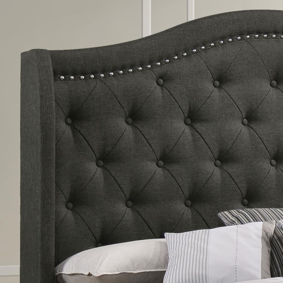 Churchill Tufted Upholstered Bed - Dark Grey - The Furnishery