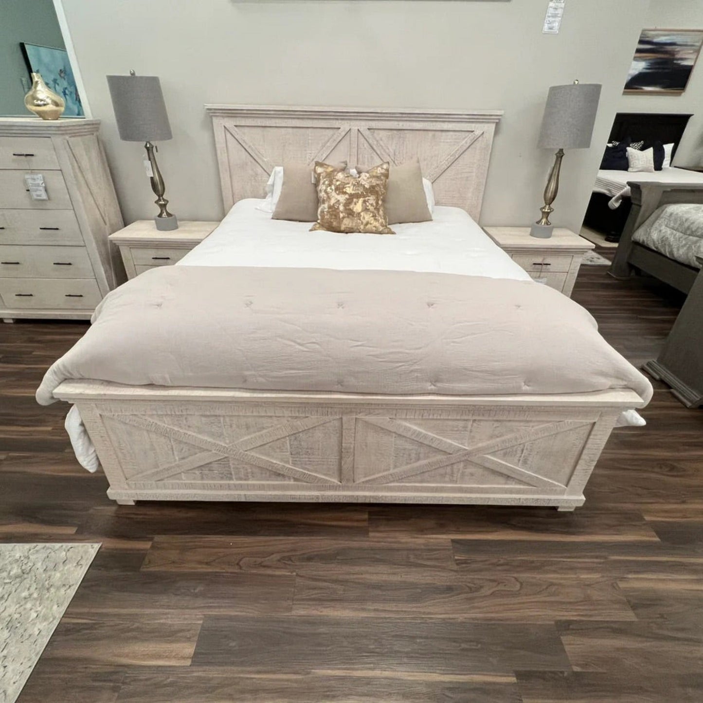 Halle King Bed - Distressed Poplar - The Furnishery