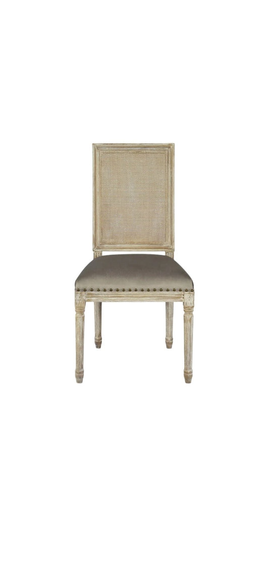 Harrison Square Side Chair (Cottage White w/ Chantel Ash) - The Furnishery