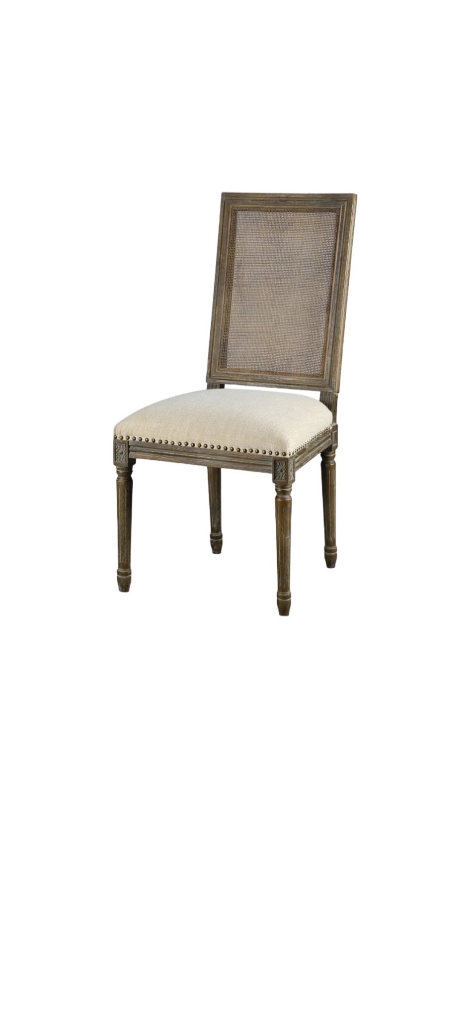 Harrison Square Side Chair W/Cane (French Linen) - The Furnishery