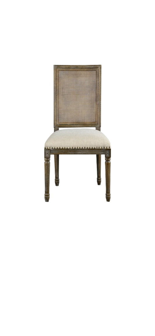 Harrison Square Side Chair W/Cane (French Linen) - The Furnishery