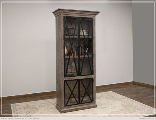 Jonas Glass Casement Cabinet - Black - The Furnishery