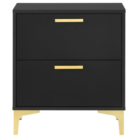 Kendall 2-Drawer Nightstand Black & Gold - The Furnishery