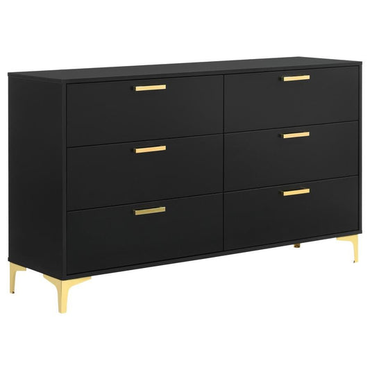 Kendall 6-Drawer Dresser Black & Gold - The Furnishery