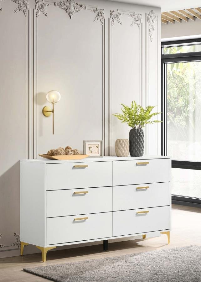 Kendall 6-Drawer Dresser White - The Furnishery