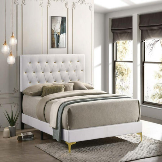 Kendall Bed - White Leatherette - The Furnishery