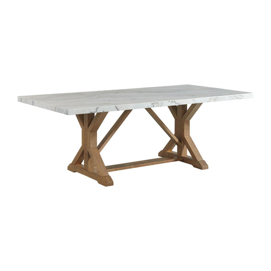Lakeford White Marble Top Rectangular Table - The Furnishery